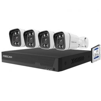 Kit de videovigilancia IP PoE de 4 cámaras con disco duro de 2TB incluido - Foscam