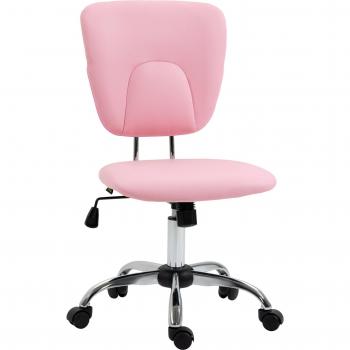 Vinsetto Silla de Oficina Giratoria Rosa con Altura Ajustable, Función Basculante y Ruedas 50x54x87,5-96,5 cm