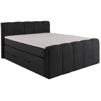Conjunto completo boxspring con cabecero capitonado + somieres arcón + colchón + sobrecolchón - 160 x 200 cm - Tecido gris antracita - VERONE II de PALACIO