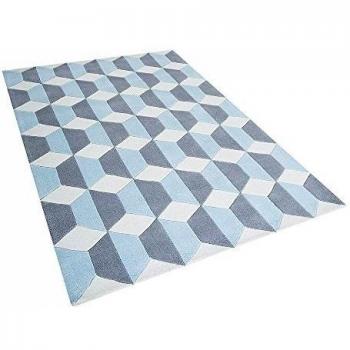 Alfombra de poliéster - 160x230 cm - Color azul-gris-blanco - ANTALYA