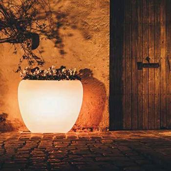 Maceta Lumínica de Resina Heart Led 100 cm con Luz Azul