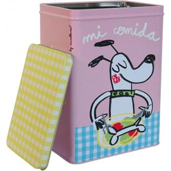 Laroom Caja Metálica diseño Mi Comida para Perro Pequeña, Metal, Multicolor, 14x10x20 cm