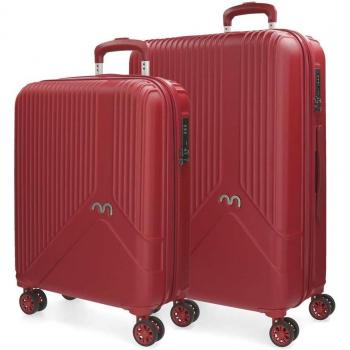 Movom Trendy Juego de maletas Rojo 55/66 cms Rígida ABS Cierre TSA 110L 4 ruedas dobles Equipaje de Mano