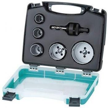 wolfcraft Juego de sierras de corona BiM para,nstalaciones eléctricas y sanitarias, 6 piezas , 3498000, Para metales, plásticos, madera y materiales de obra en seco, diámetro 25-68 mm