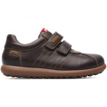Camper Pelotas Ariel Kids Sneakers - Brown, Size 29, Smooth Leather, Velcro Closure, Casual Fashion