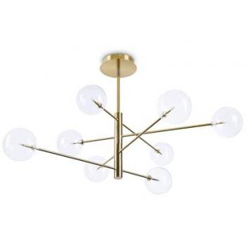 Equinoxe Plafón Semi Empotrado 8 Luces Multi Brazo Latón - Ideal Lux, Suspensión contemporánea Equinoxe Metal Latón 8 Luces 2W 3000K Luz caliente