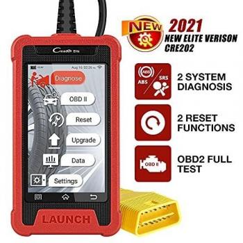 LAUNCH CRE202 OBD2 Machine Diagnosis, ABS SRS Coche Escáner con 2 Servicios de reinicio, Lectura/borrado de códigos de Error, Auto Vin, Datos en Vivo, actualización de WiFi con Pantalla táctil
