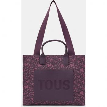Tous Amaya Kaos Mini Shopper Grande en Color Burdeos con Estampado y Cremallera, Referencia 395910255