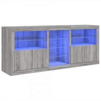 Aparador con luces LED gris Sonoma 181,5x37x67 cm