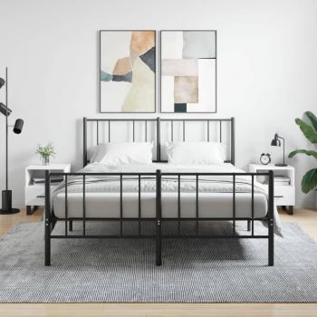 Mesita de Noche Blanca 2 piezas 40x35x47,5 cm madera multicapa