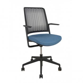 Silla WithMe negra asiento blazer azul petróleo
