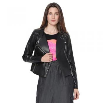 Vero Moda Women's Slim Fit Black Faux Leather Jacket Riley 2XL