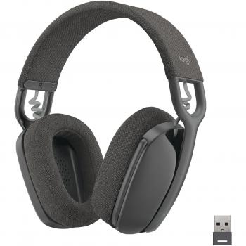 Logitech Zone Vibe 125 Auriculares Inalámbricos Diadema Bluetooth con Micrófono Cancelación de Ruido Receptor USB-A Compatibles con Zoom Google Voice Meet para Oficina/Centro de llamadas -