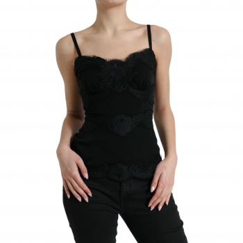 Dolce & Gabbana Black Silk Stretch Lace Sleeveless Tank Top - IT40|S