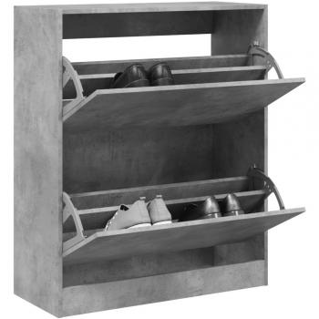 Zapatero de madera multicapa gris hormigón 80x34x96,5 cm