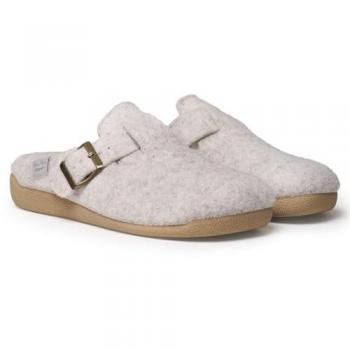 Zapatillas de Casa Cerradas de Fieltro para Mujer Toni Pons Modelo Mima-FP con Hebilla Color Crudo