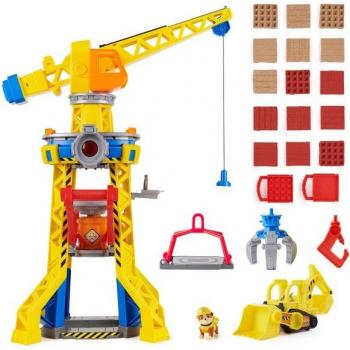 Playset Patio de trabajo de Rubble & Crew - Spin Master - Juguete de construcción, incluye figura de Rubble, grúa móvil, herramientas y accesorios para juegos creativos