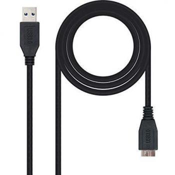 NANOCABLE 10.01.1102-BK - Cable USB 3.0 a Micro USB 3.0, Uso Principal en moviles y camaras Digitales, Tipo A/M-Micro B/M, Macho-Macho, Negro, 2mts