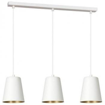 Lámpara de Suspensión Milargo EPIKASA, Acero con Recubrimiento de Polvo, Blanco y Oro, 66x100x14 cm