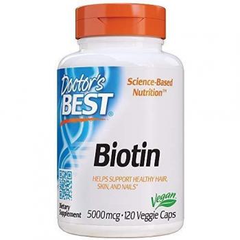 Doctor's Best Biotin 5000 mcg - Hair, Skin & Nails Support - 120 Veggie Capsules