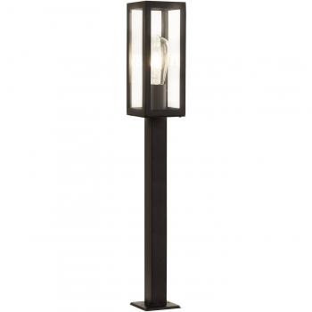 Pilona de Jardín de Aluminio Fundido Negro con Cristal Transparente, 1 bombilla, altura 90cm, IP44