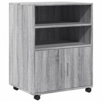 Armario con ruedas de madera de ingeniería gris Sonoma 60x48x81 cm