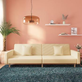 Sofá cama de 2 plazas con 2 cojines de tela color crema vidaXL