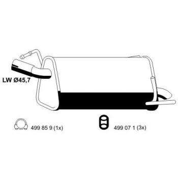Silenciador trasero ERNST 033237 para Opel Meriva A