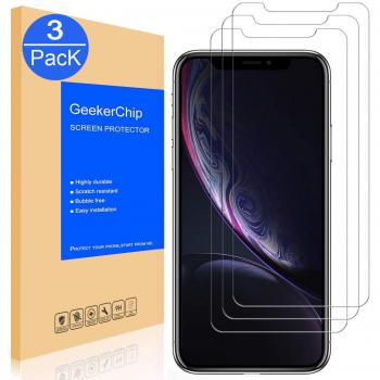 GeekerChip Protector de Pantalla para iPhone XR 6.1[3-Unidades],Protector Pantalla Cristal Vidrio Templado para iPhone XR 6.1