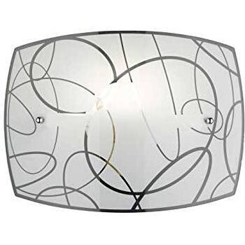 Aplique Rectangular de Vidrio 30x22cm con Decoración de Círculos y Casquillo E27