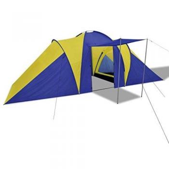 vidaXL Tienda de Campaña Camping 6 Personas Poliéster Azul Marino y Amarillo
