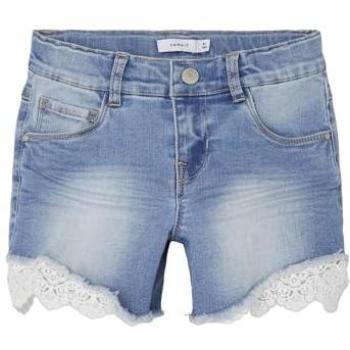 Shorts de Denim Cortos para Niñas Salli Taha 2629 en Azul Medio