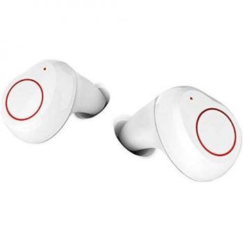 ELBE ABTWS-002-B - Auricular Bluetooth, V5.0 + EDR, True Wireless, microfono, batería recargable Litio, muy ligero, 4 horas de reproducción, hasta 3 cargas, blanco