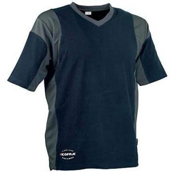 Camiseta Java Azul Marino/Gris Oscuro Cofra Talla L con Aberturas Laterales en la Cintura y Cuello E 80502