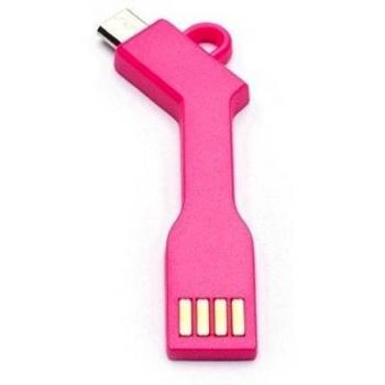 aricona  N°476  Cable adaptador USB micro-B a conector USB PowerBank como llavero, alternativa flexible y compacta al cargador, Größe:Apple;Farbe:rojo