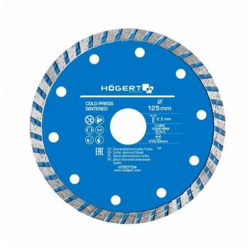 Disco de diamante Turbo 125 mm para cortar baldosas cerámicas y superficies de materiales de construcción - Högert Technik