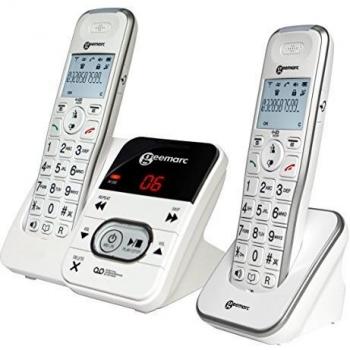 Teléfono Inalámbrico Geemarc AmpliDect 295-2 Dúo para Personas con Dificultades Auditivas, con Contestador Automático y Pantalla Retroiluminada