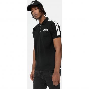 Lonsdale Brochel Men's Short Sleeve Polo Shirt in Black/White, XL