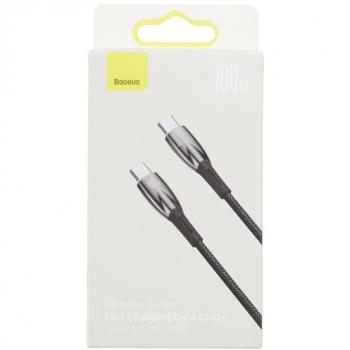 Cable USB-C Baseus Glimmer 100W PD, Carga Rápida y Transferencia de Datos 480Mb/s, Longitud 2m, Negro