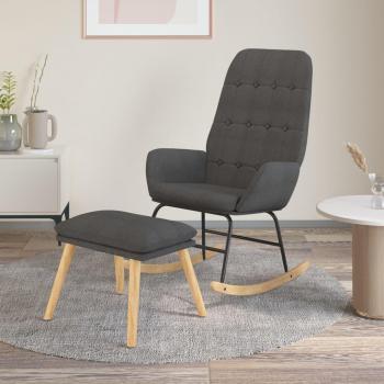 Sillón mecedora con reposapiés en tela gris oscuro