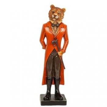 Figura Decorativa Tigre Rojo de Resina con Traje 9 x 31 x 8 cm