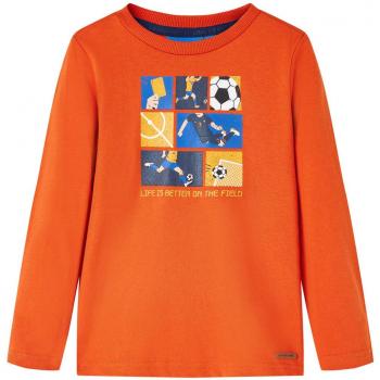 Camiseta de Niños Manga Larga Estampado Partido Fútbol Jersey Ropa Naranja 104