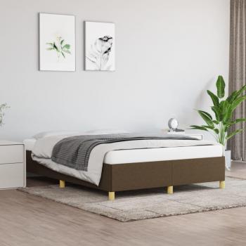 Cama solar sin colchón de tela marrón oscuro 140x200 cm con estructura de cama de tela marrón 140x200 cm Vidaxl Marrón