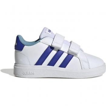 Zapatillas adidas Grand Court 2.0 CF para bebés, con cierre de velcro y diseño clásico en blanco y azul