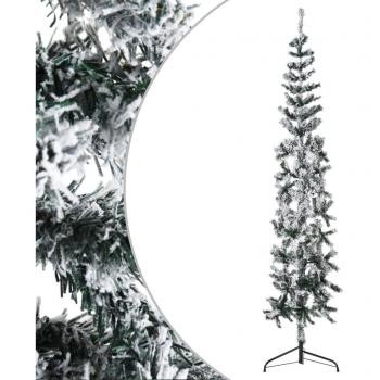 vidaXL Slim Artificial Half Christmas Tree with Flocked Snow 180 cm
