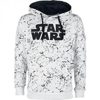 Star Wars Hoth Hombre Sudadera con Capucha Blanco-Negro M, 100% algodón, Regular