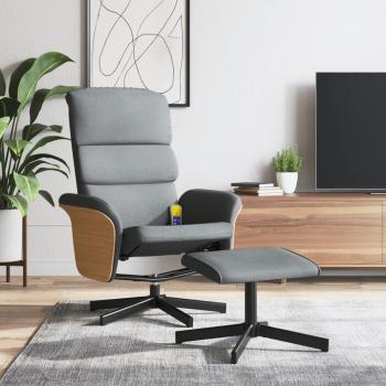 Sillón reclinable de masaje con reposapiés tela gris claro, gris oscuro y negro - vidaXL Sillón Dormitorio Cómodo Silla Relax Sofá