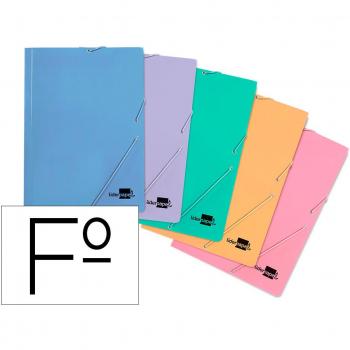 Carpeta Liderpapel Gomas Folio 3 Solapas Carton Plastificado Colores Pasteles Surtidos