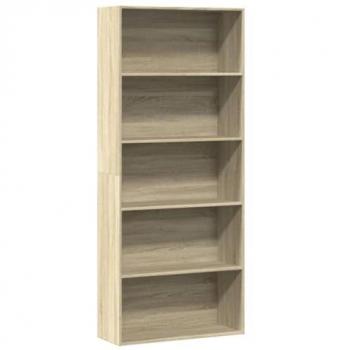 Librería Estantería de Madera Ingeniería Color Roble 80x30x189 cm, Armario para Libros y Almacenaje