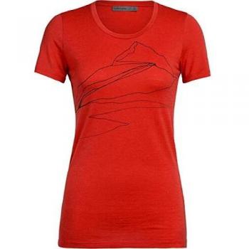Icebreaker Tech Lite Sunrise Summit - Camiseta de manga corta para mujer, color rojo